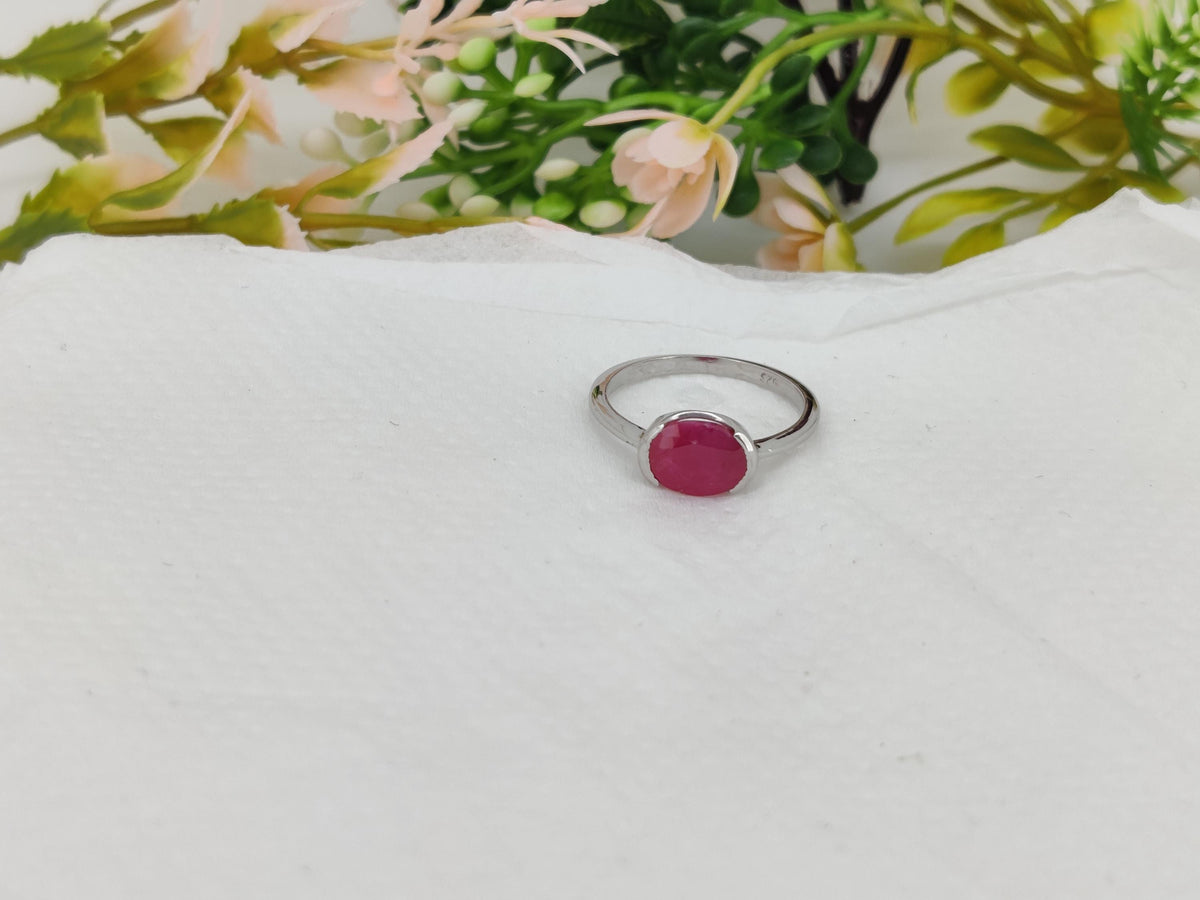 Ruby Ring, 925 Sterling Silver, July Birthstone, Handmade Oval Gemstone