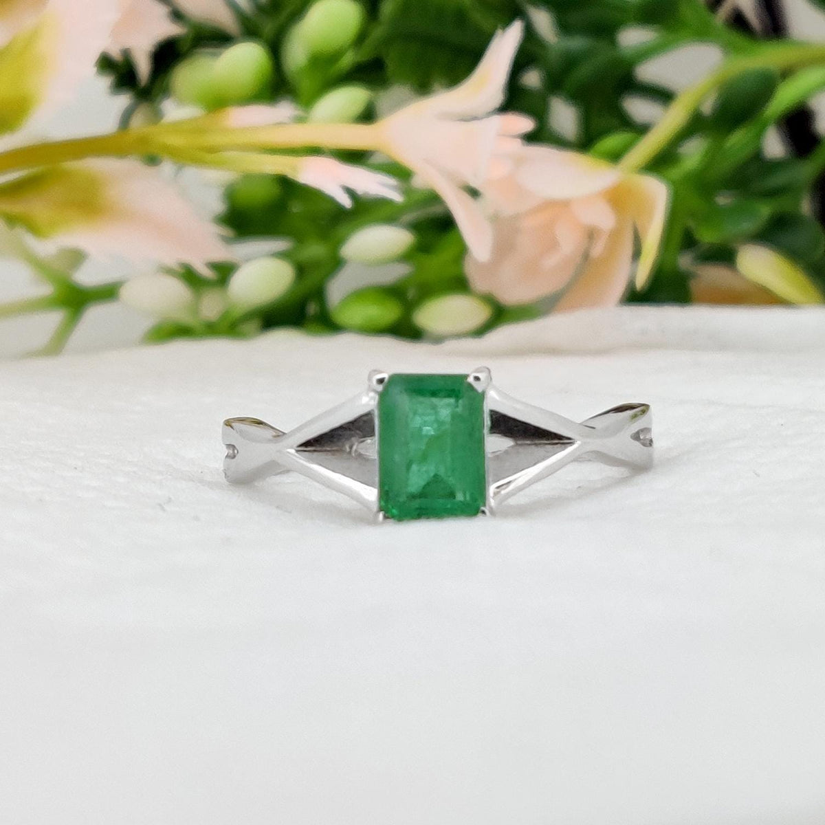Natural Emerald Ring, 925 Sterling Silver, Handmade Green Gemstone Jewelry Gifts
