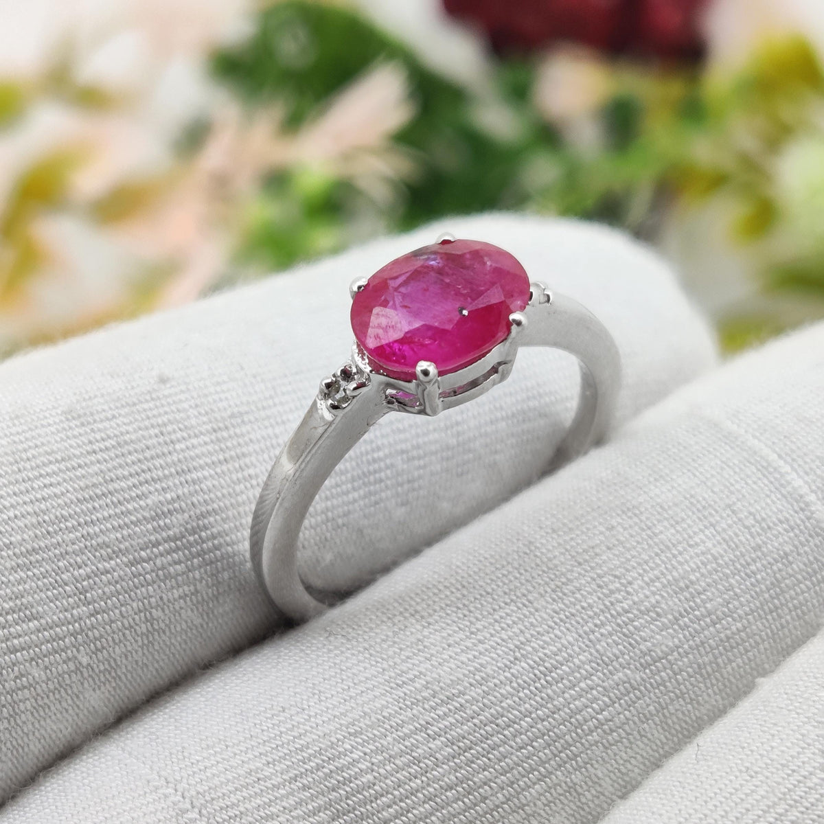 Natural Ruby Statement Ring, Handmade Silver Jewelry, July Birthstone Gift for Her