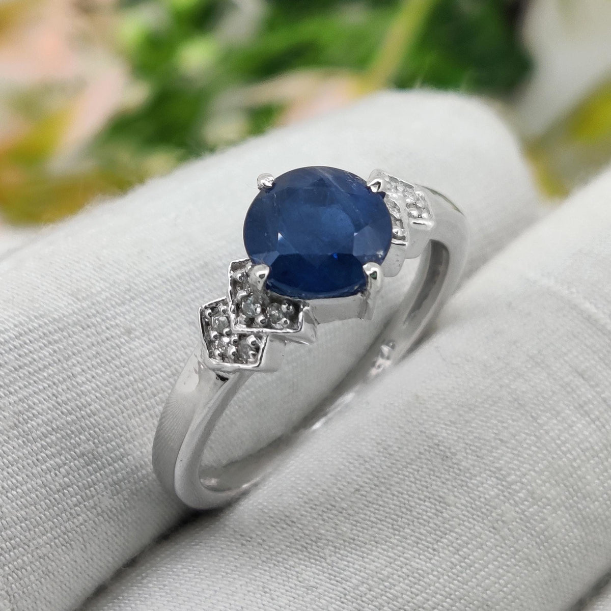 Blue Sapphire Ring, 925 Sterling Silver,  Round Sapphire Band, Handmade Gemstone Jewelry