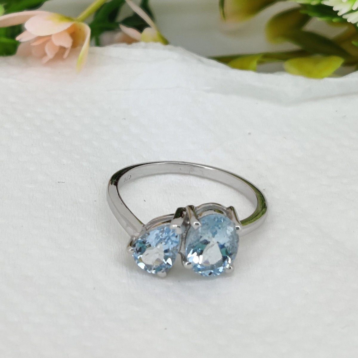 Natural Aquamarine Ring,  925 Sterling Silver, Handmade Gemstone Jewelry, March Birthstone, Gifts For Her