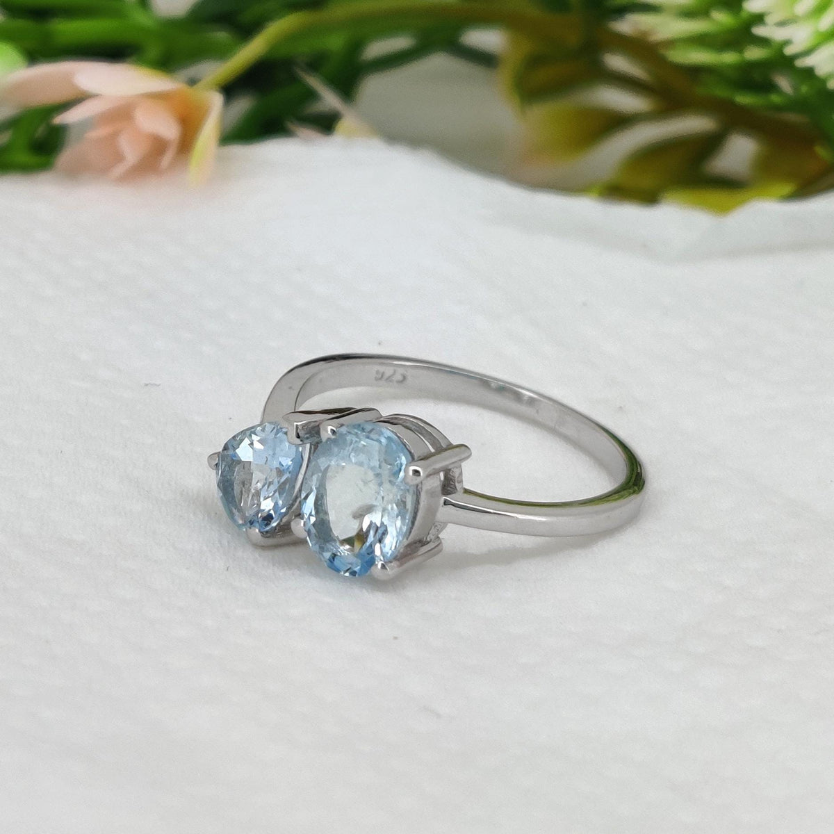 Natural Aquamarine Ring,  925 Sterling Silver, Handmade Gemstone Jewelry, March Birthstone, Gifts For Her