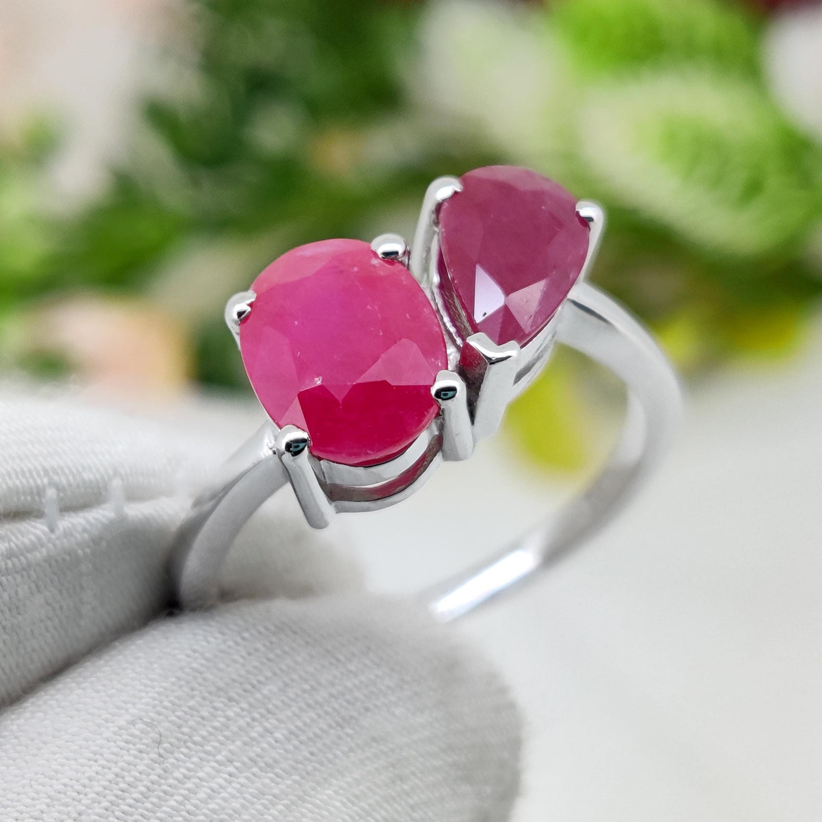 Ruby Sterling Silver Ring, Minimalist Stackable Band, July Birthstone Jewelry, everyday stack ring