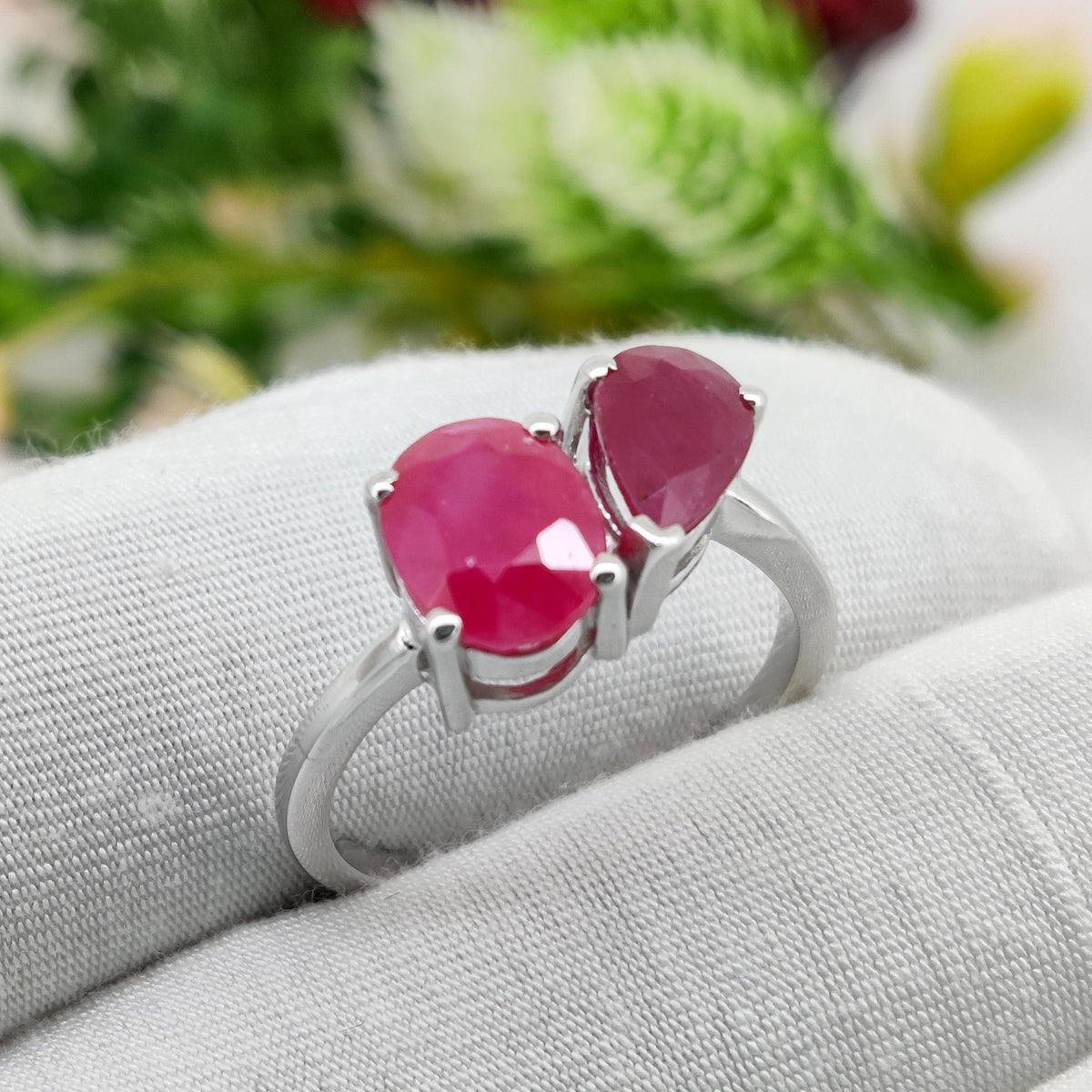 Ruby Sterling Silver Ring, Minimalist Stackable Band, July Birthstone Jewelry, everyday stack ring