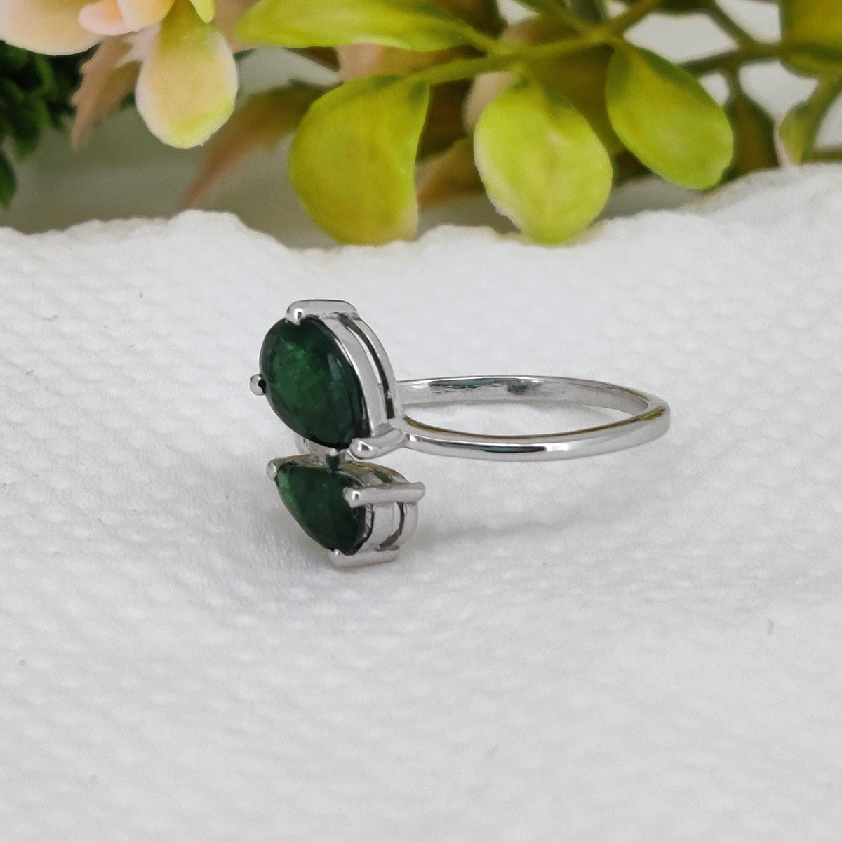 Natural Emerald Ring, 925 Sterling Silver Ring, May Birthstone, Handmade Gemstone Jewelry