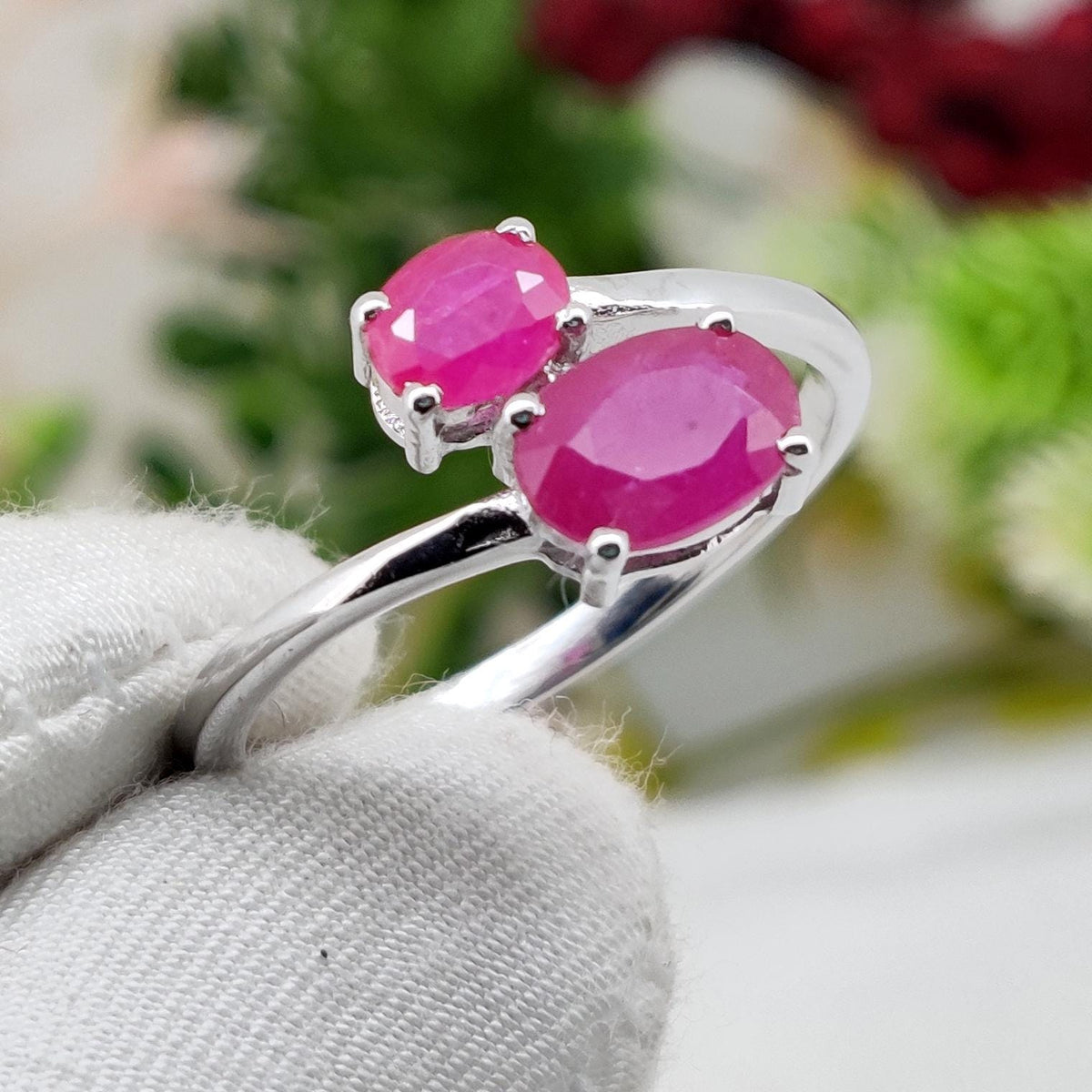 Natural Ruby Sterling Silver Ring, Ruby Jewelry, July Birthstone, Gifts For Her