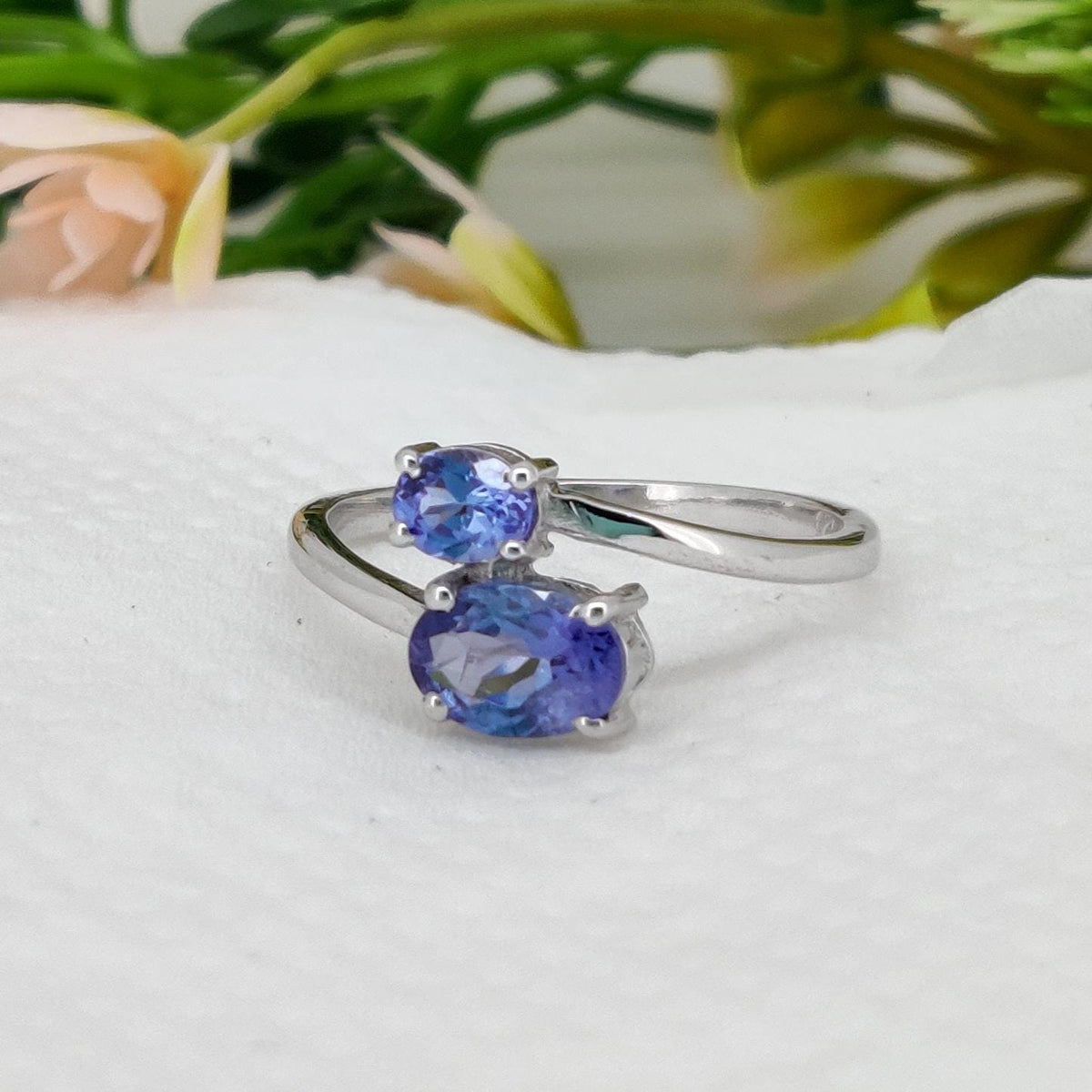 Natural Tanzanite Sterling Silver Ring, Blue Tanzanite Jewelry, December Birthstone, Gifts For Her