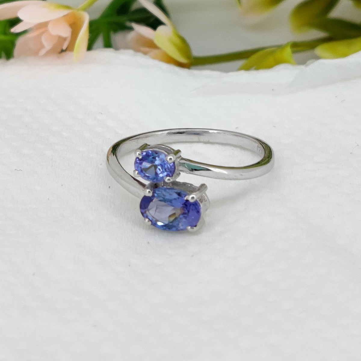 Natural Tanzanite Sterling Silver Ring, Blue Tanzanite Jewelry, December Birthstone, Gifts For Her