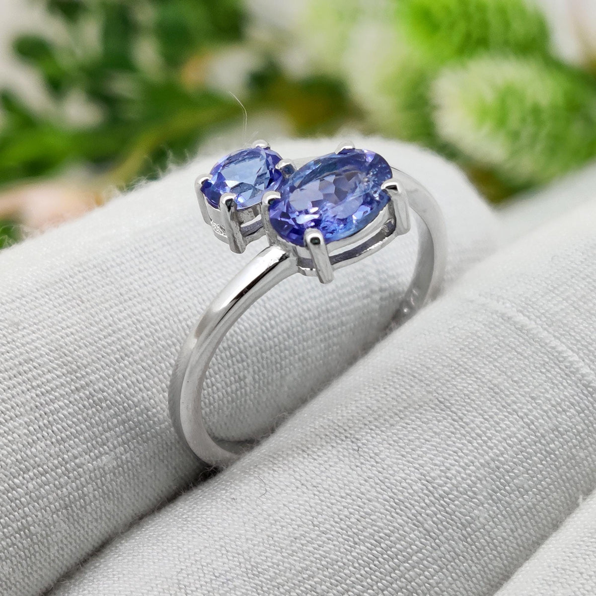 Natural Tanzanite Sterling Silver Ring, Blue Tanzanite Jewelry, December Birthstone, Gifts For Her
