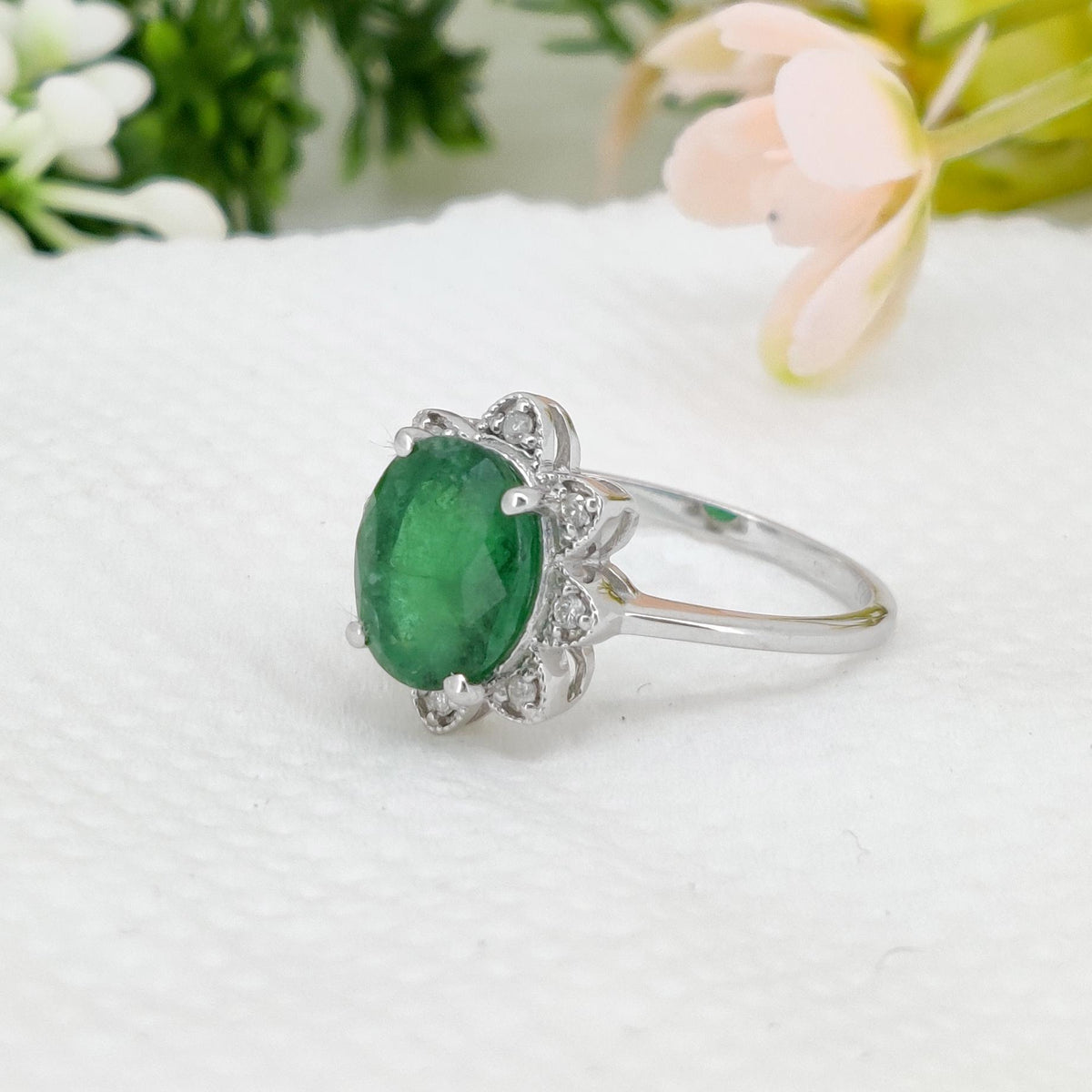 Emerald Ring, 925 Sterling Silver,  May Birthstone, Gemstone Stacking Band, Emerald Jewelry
