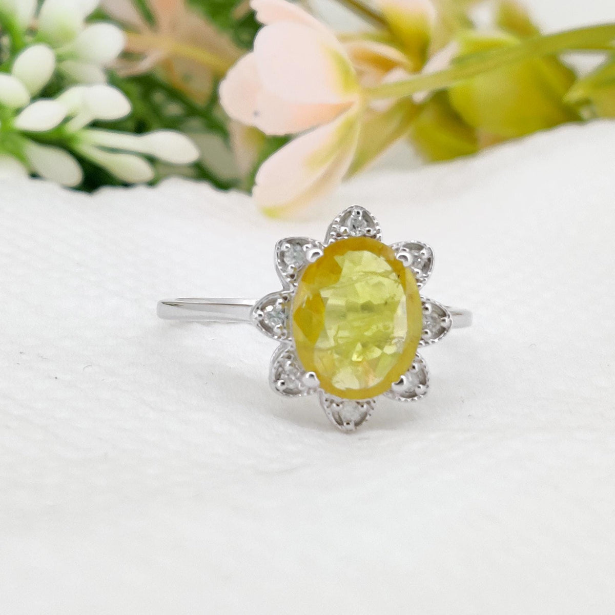 Yellow Sapphire Ring, 925 Sterling Silver,  September Birthstone, Gemstone Stacking Band, Sapphire Jewelry