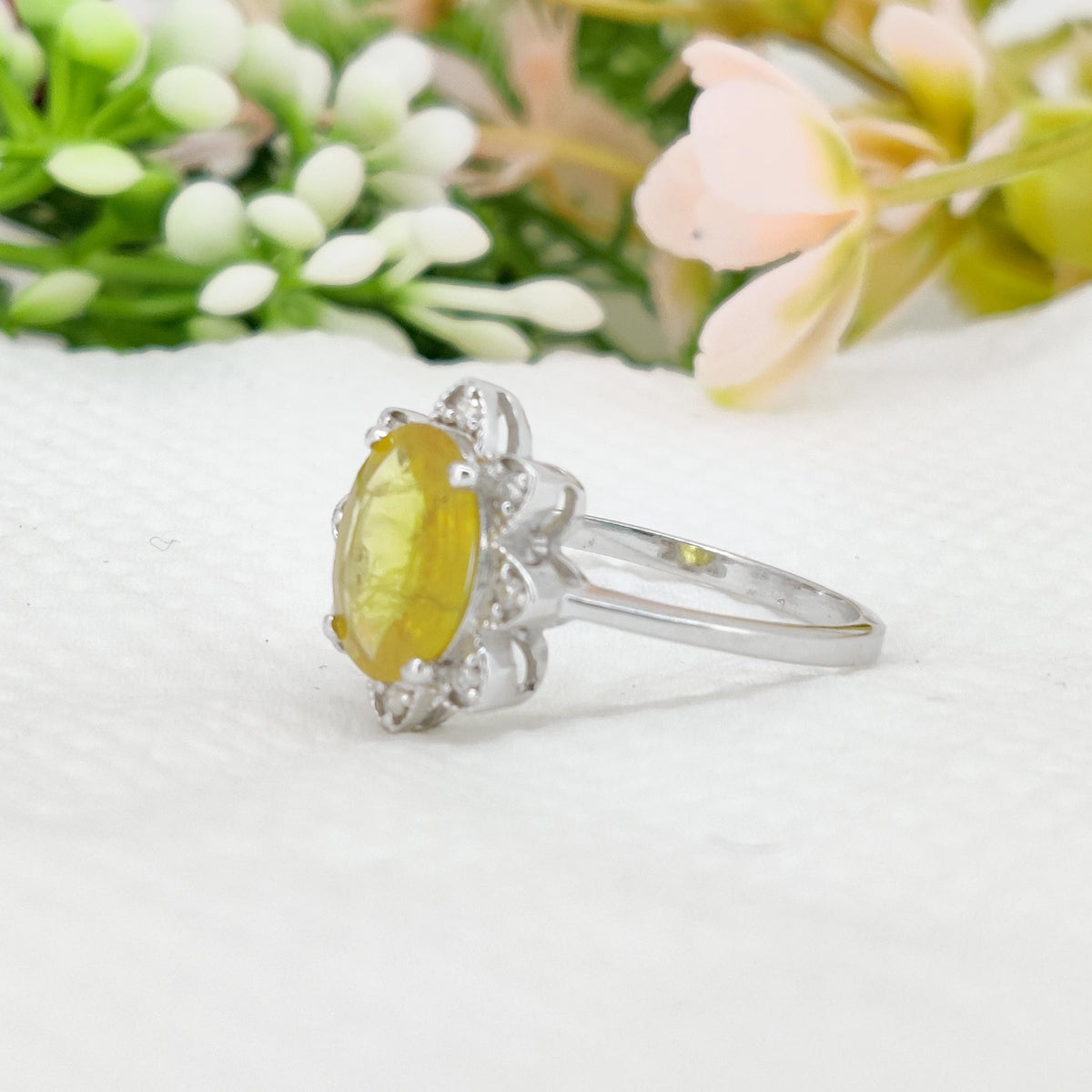 Yellow Sapphire Ring, 925 Sterling Silver,  September Birthstone, Gemstone Stacking Band, Sapphire Jewelry