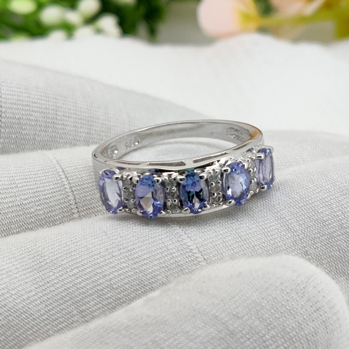 Oval Natural Tanzanite Sterling Silver Ring, December Birthstone Jewelry