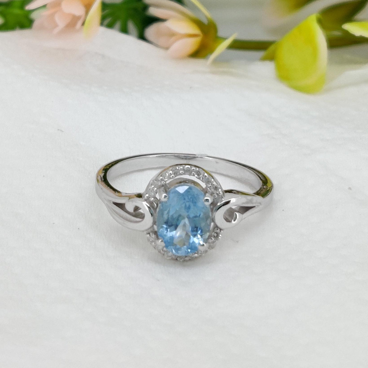 Aquamarine Sterling Silver Ring Blue Gemstone Stacking Band, Aquamarine Jewelry, March Birthstone Gift
