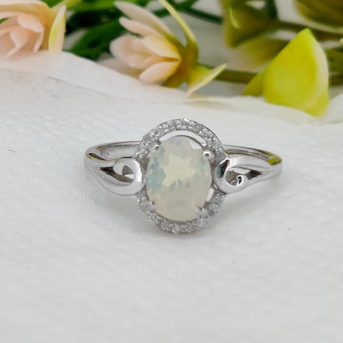 Ethiopian Opal Ring 925 Sterling Silver Gemstone Stacking Band, Opal Jewelry, October Birthstone Gift