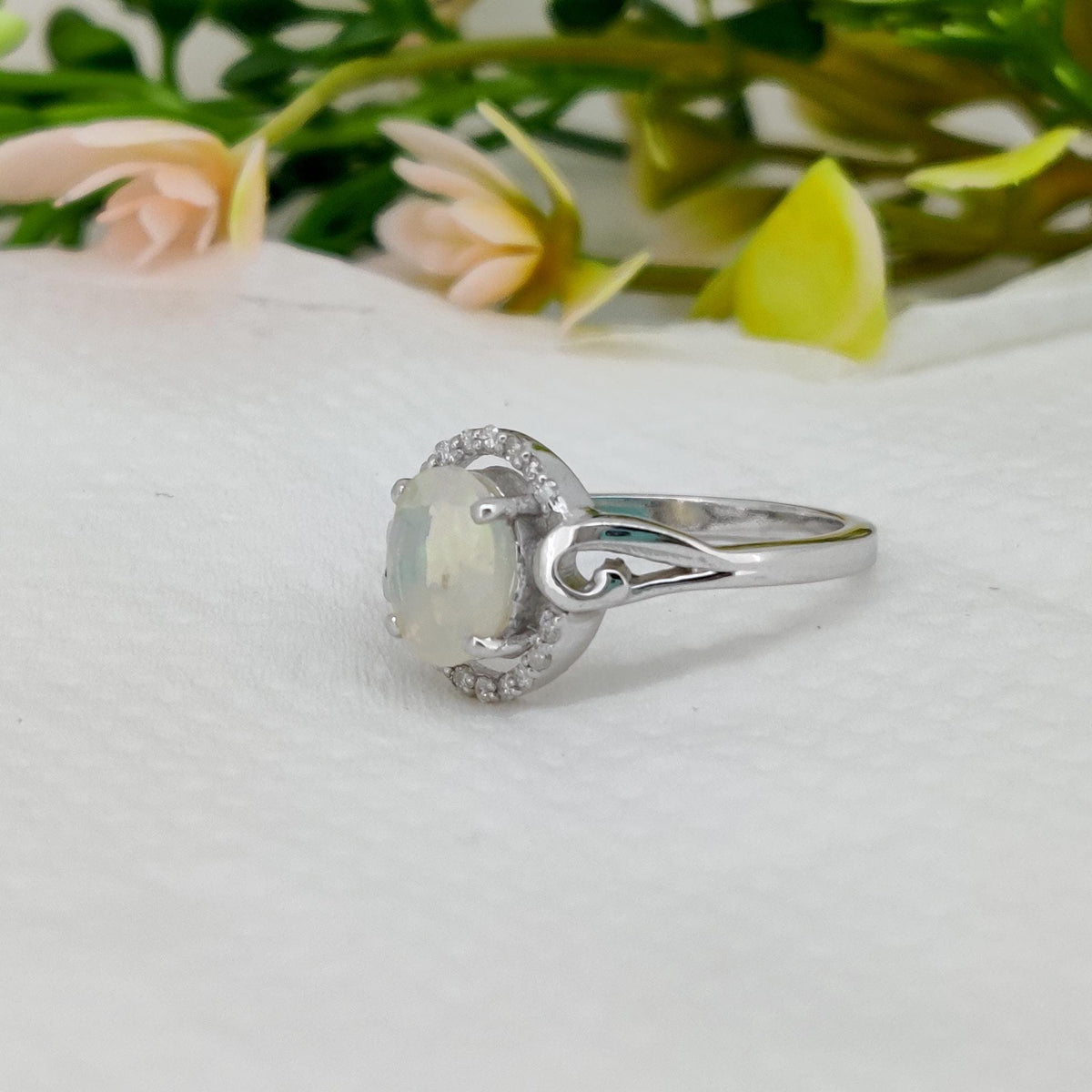 Ethiopian Opal Ring 925 Sterling Silver Gemstone Stacking Band, Opal Jewelry, October Birthstone Gift
