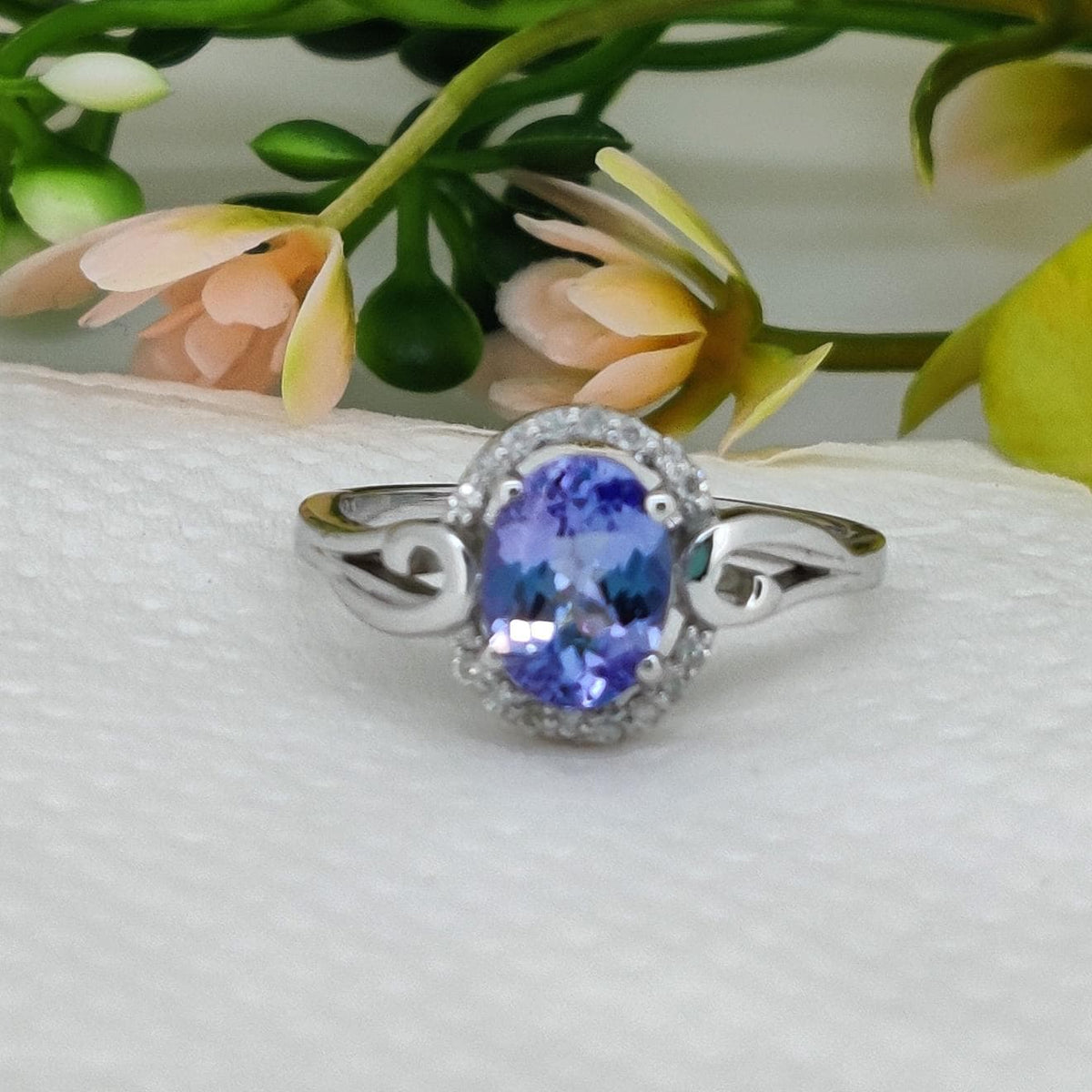 Natural Tanzanite Ring 925 Sterling Silver Gemstone Stacking Band, Tanzanite Jewelry, December Birthstone