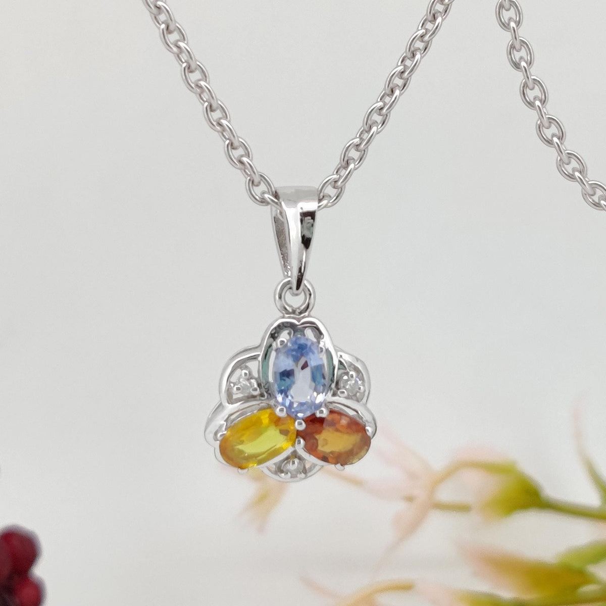 Handmade Multi Sapphire Pendant-925 Sterling Silver Pendant-September Birthstone-Gift for Anniversary
