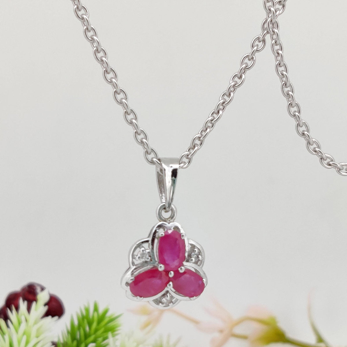 Oval Ruby Gemstone Pendant, Ruby Sterling Silver Necklace, July Birthstone, Anniversary Gifts For Women