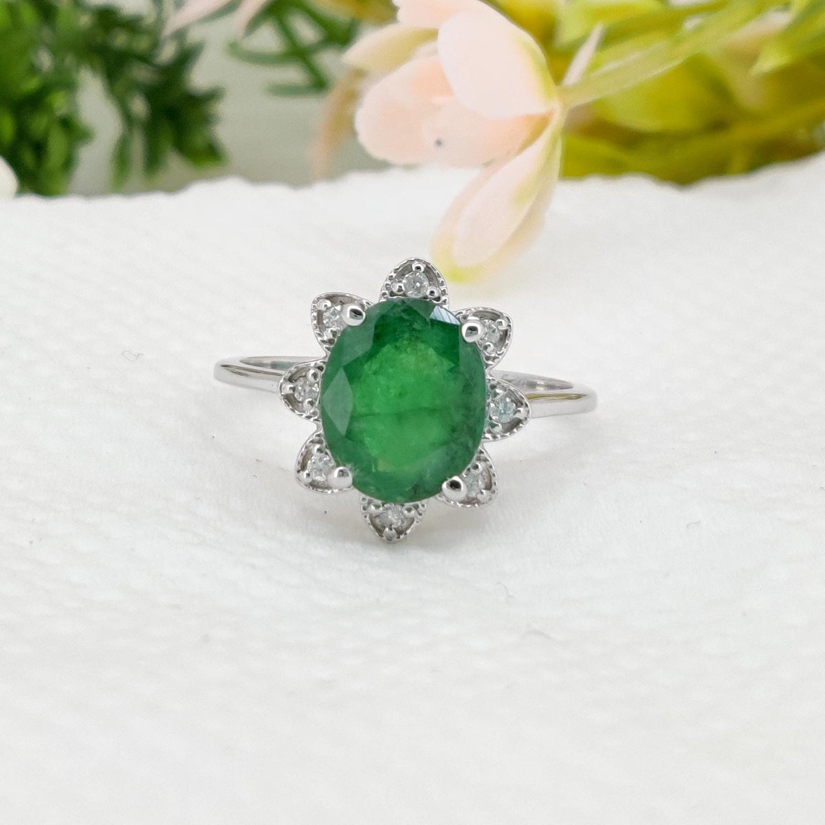 Emerald Ring, 925 Sterling Silver,  May Birthstone, Gemstone Stacking Band, Emerald Jewelry