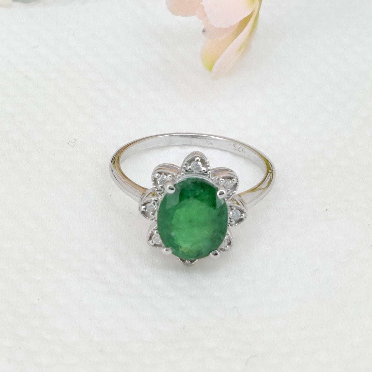Emerald Ring, 925 Sterling Silver,  May Birthstone, Gemstone Stacking Band, Emerald Jewelry