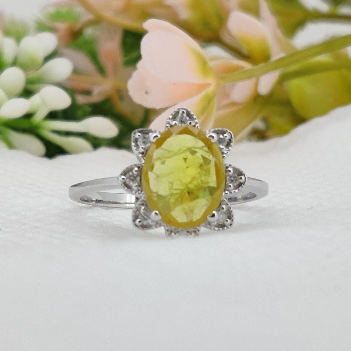 Yellow Sapphire Ring, 925 Sterling Silver,  September Birthstone, Gemstone Stacking Band, Sapphire Jewelry
