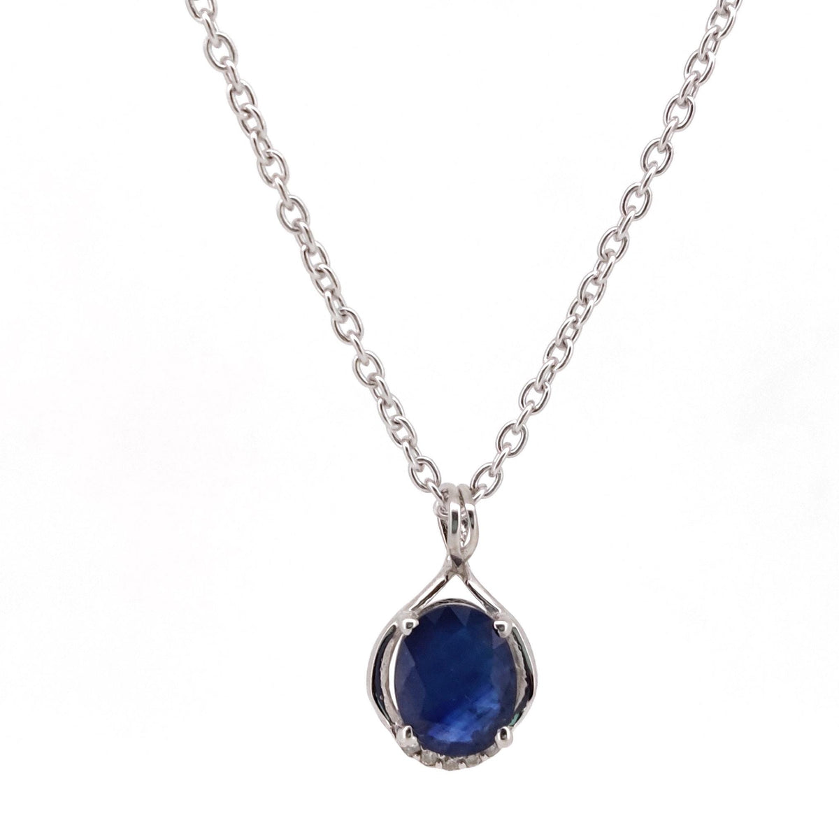 Natural Blue Sapphire Pendant-925 Sterling Silver Jewelry-September Birthstone-Handmade Jewelry-Anniversary Gift
