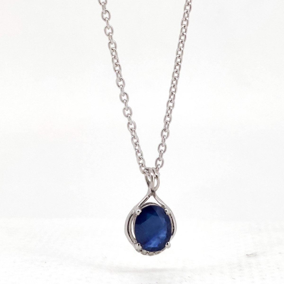 Natural Blue Sapphire Pendant-925 Sterling Silver Jewelry-September Birthstone-Handmade Jewelry-Anniversary Gift