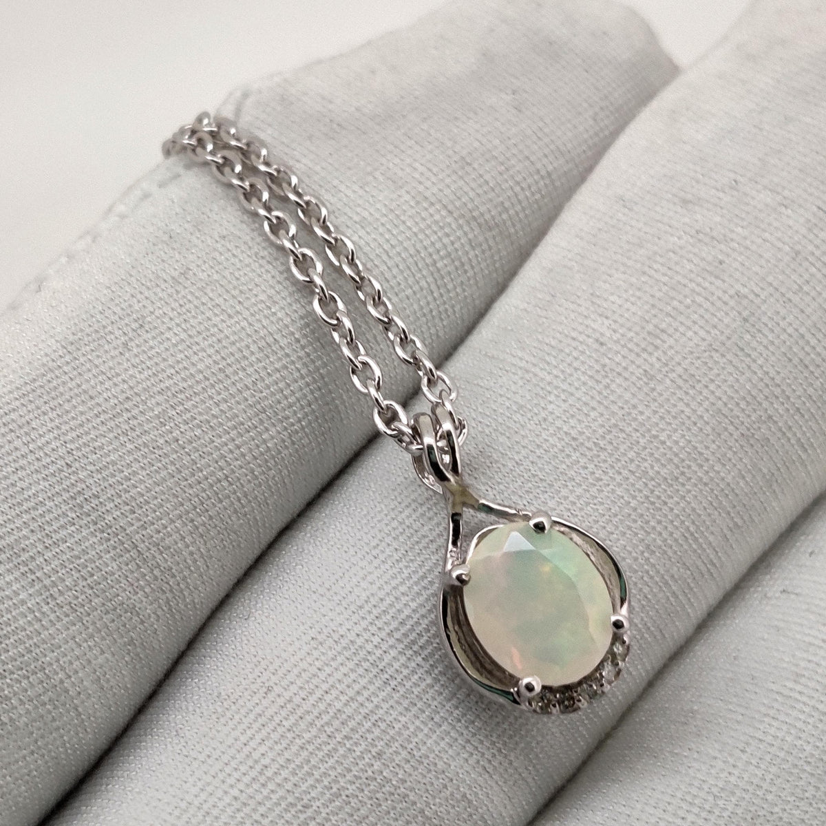 Natural Opal Pendant-925 Sterling Silver Jewelry-October Birthstone-Handmade Jewelry-Anniversary Gift