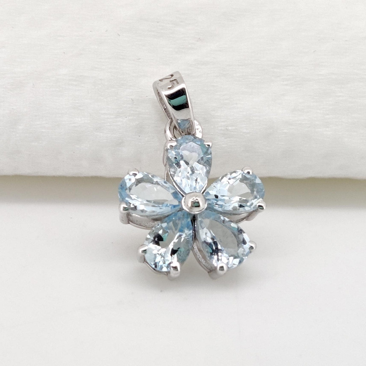 Aquamarine Flower Pendant, Handmade Sterling Silver, Aquamarine Jewelry, March Birthstone, Anniversary Gift