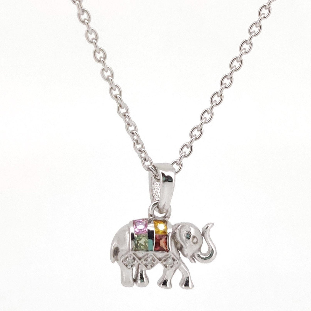 Multi Sapphire Elephant Pendant, Handmade Sterling Silver, Sapphire Jewelry, September Birthstone, Anniversary Gift
