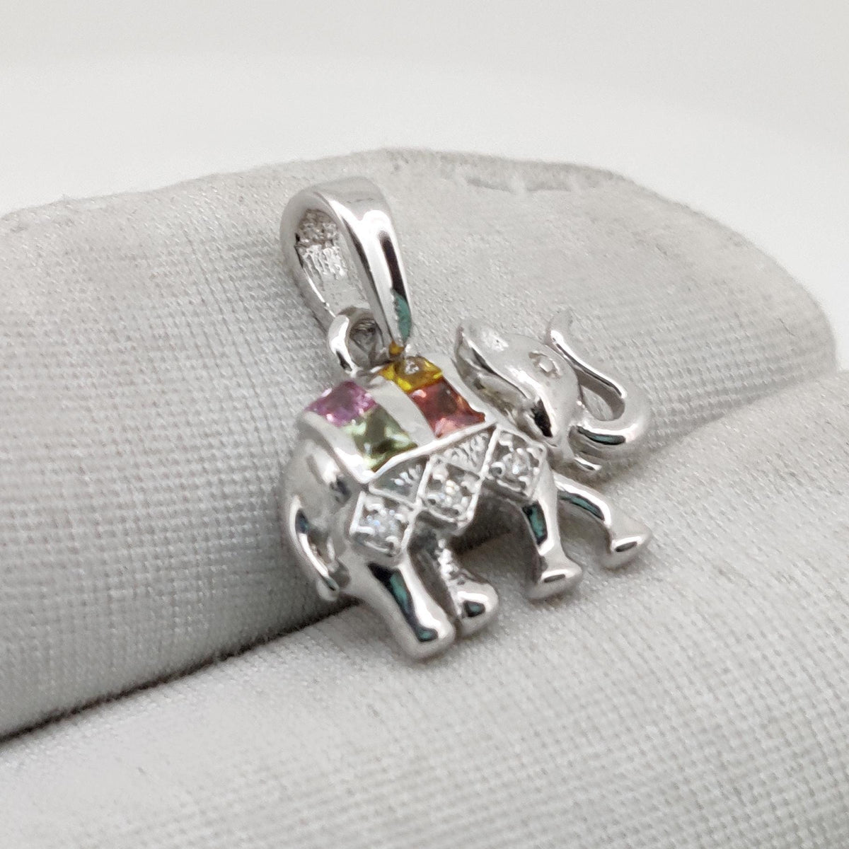 Multi Sapphire Elephant Pendant, Handmade Sterling Silver, Sapphire Jewelry, September Birthstone, Anniversary Gift