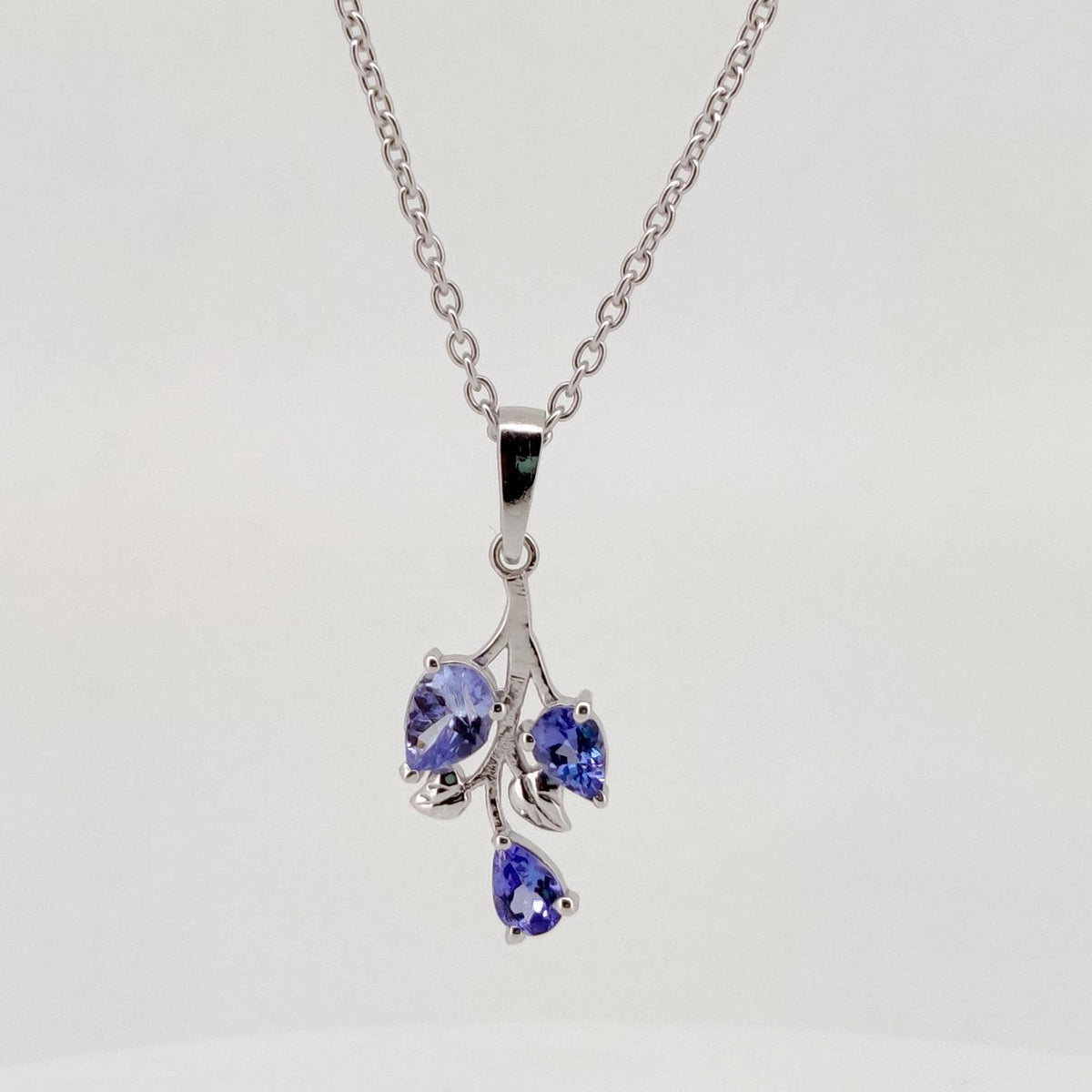 Natural Tanzanite Pendant, Sterling Silver Leaf Necklace, Tanzanite Jewelry, December Birthstone, Anniversary Gift