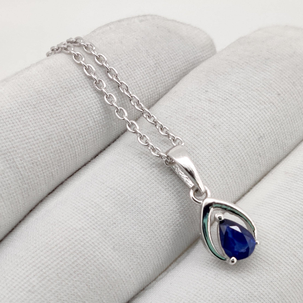Natural Sapphire Pendant, Sterling Silver Necklace, Blue Sapphire Jewelry, September Birthstone, Anniversary Gift
