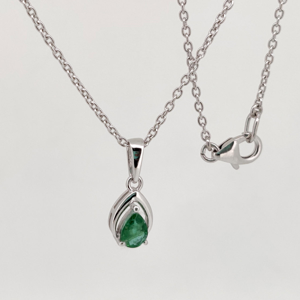 Natural Emerald Pendant, Sterling Silver Necklace, Green Emerald Jewelry, May Birthstone, Anniversary Gift