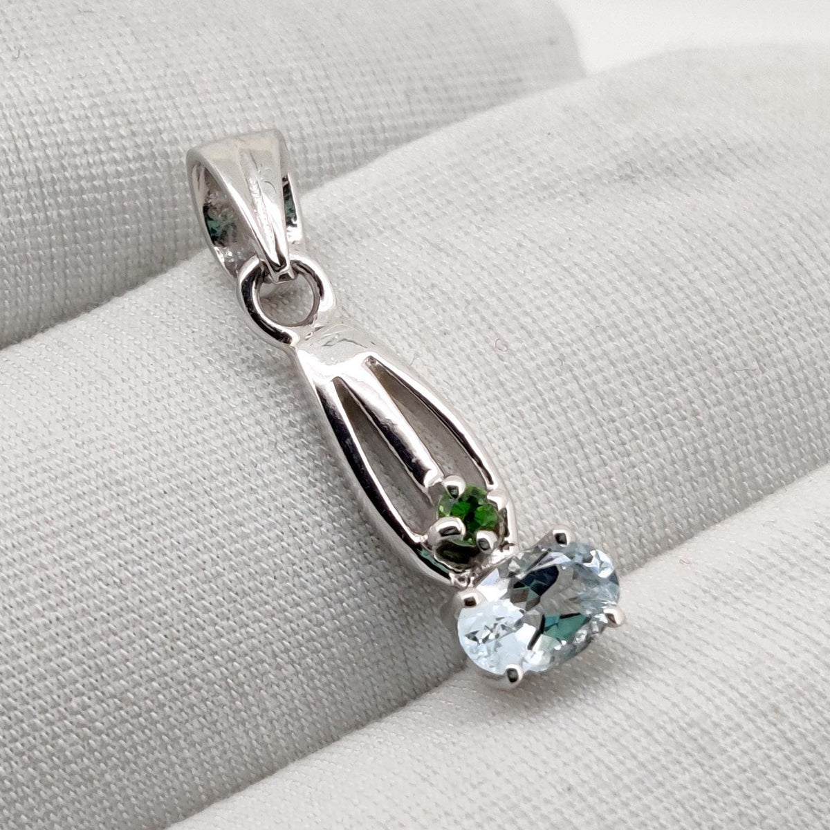 Natural Aquamarine Pendant, Sterling Silver Necklace, Aquamarine Jewelry, March Birthstone, Anniversary Gift