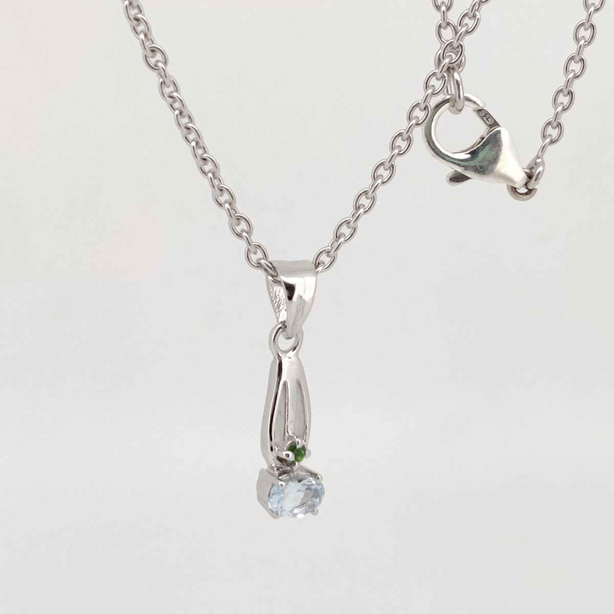 Natural Aquamarine Pendant, Sterling Silver Necklace, Aquamarine Jewelry, March Birthstone, Anniversary Gift