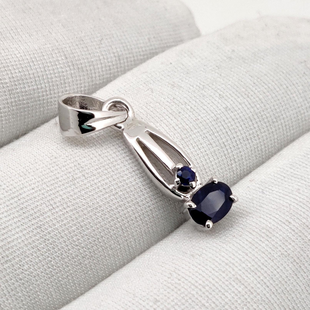 Natural Blue Sapphire Pendant, Sterling Silver Necklace, Sapphire Jewelry, September Birthstone, Anniversary Gift