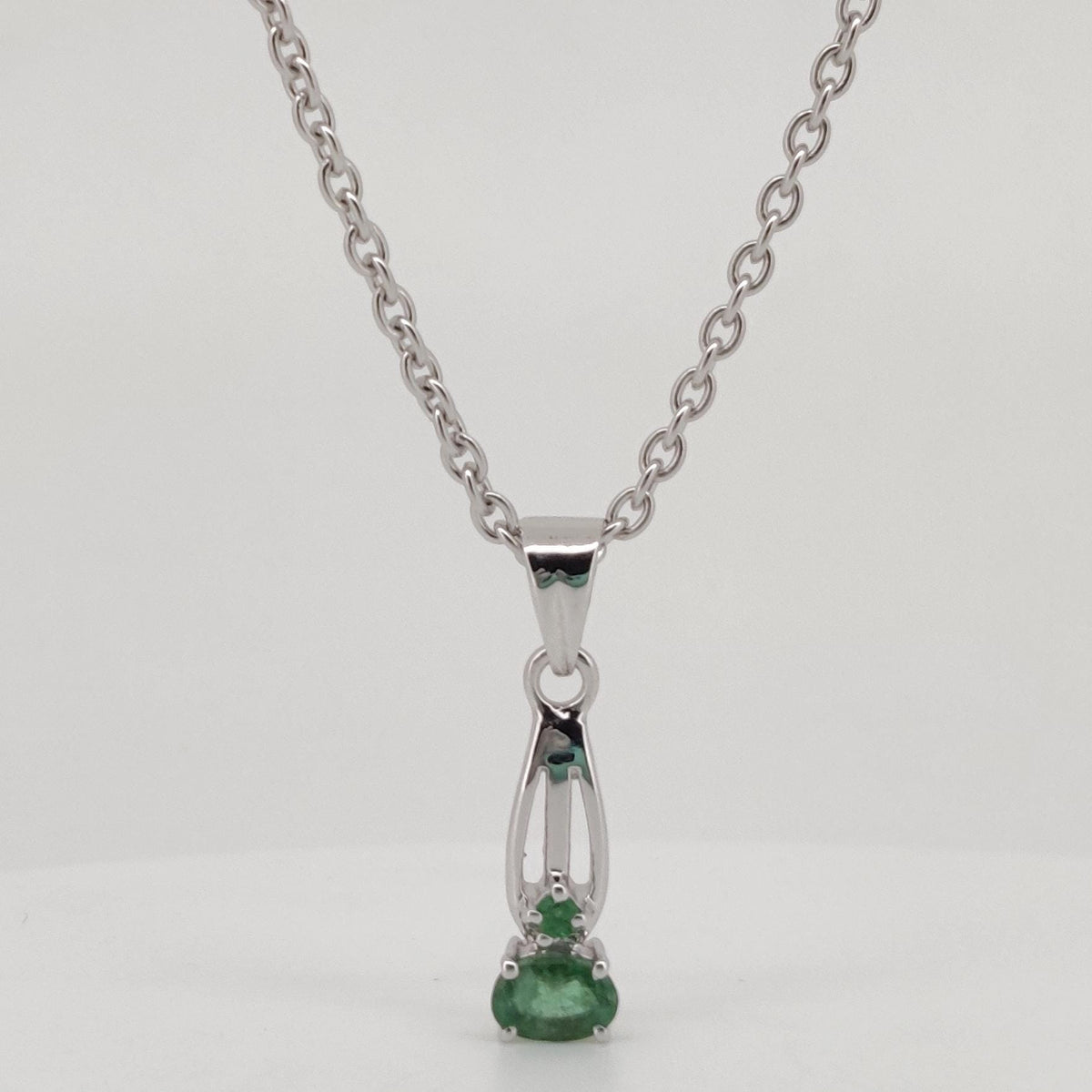 Natural Emerald Pendant, Sterling Silver Necklace, Emerald Jewelry, May Birthstone, Anniversary Gift