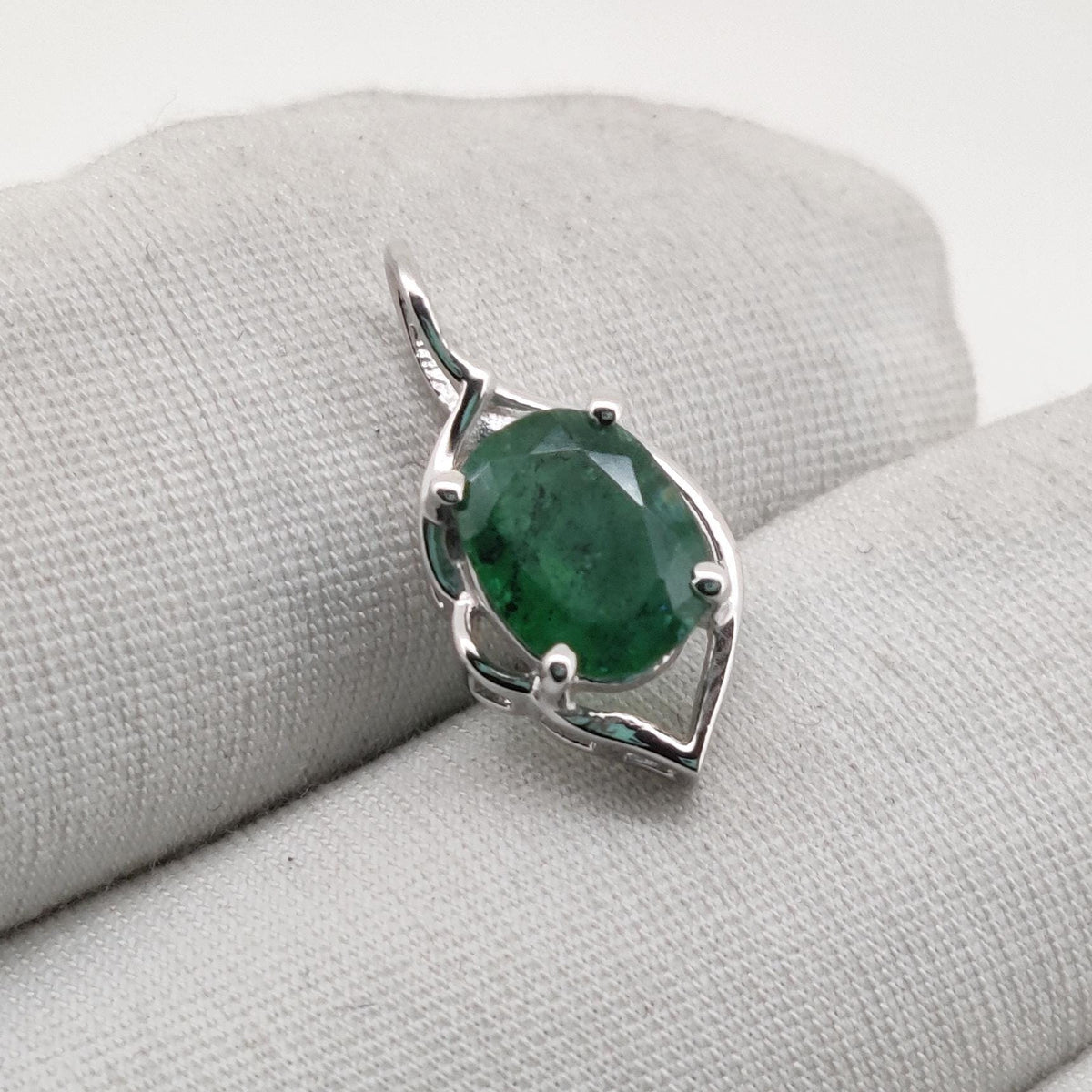 Handmade Emerald Pendant, Sterling Silver Green Emerald Jewelry, May Birthstone, Women's Gifts For Her