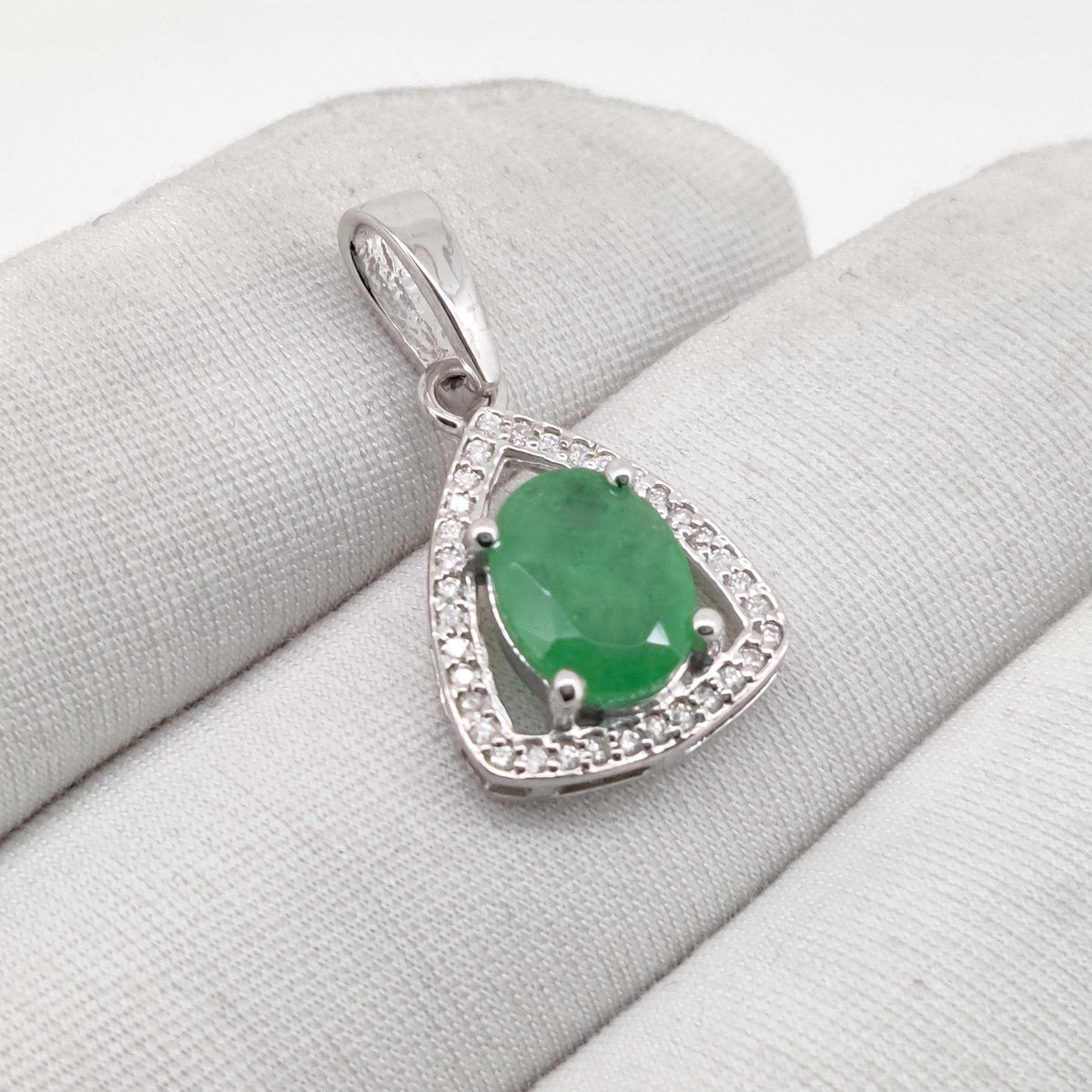 Emerald Pendant, Handmade Sterling Silver Green Emerald Jewelry, May Birthstone, Wedding   gift for her