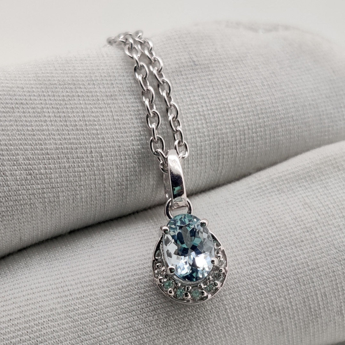 Oval Aquamarine Handmade Pendant, Sterling Silver Aquamarine Jewelry, March Birthstone