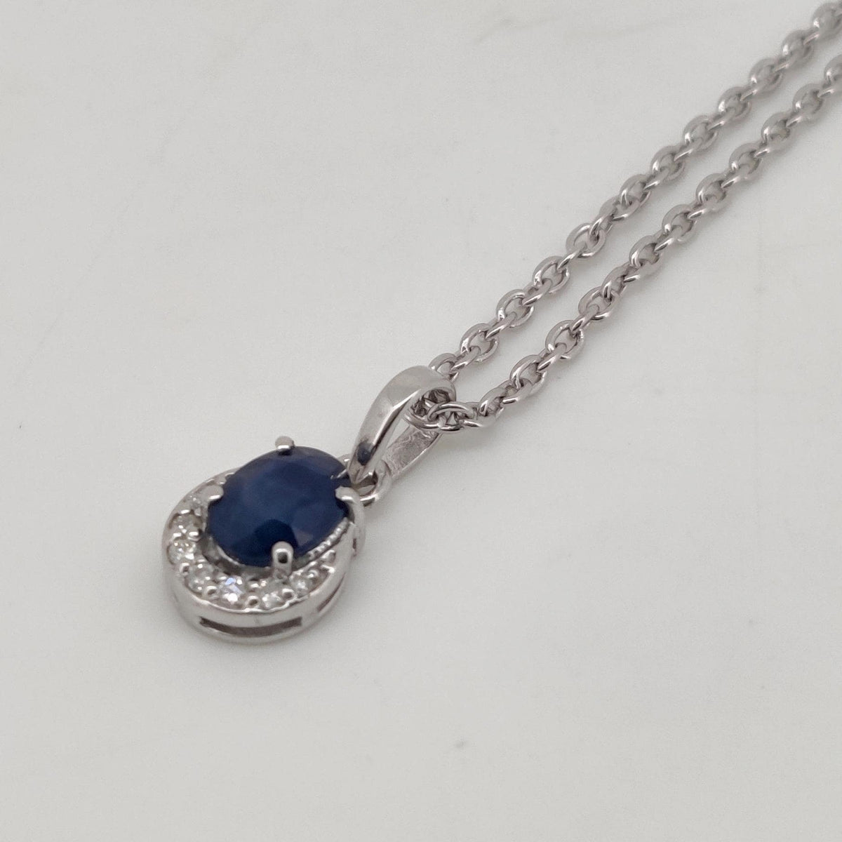 Oval Sapphire Handmade Pendant, Sterling Silver Blue Stone Jewelry, September Birthstone, Wedding gift