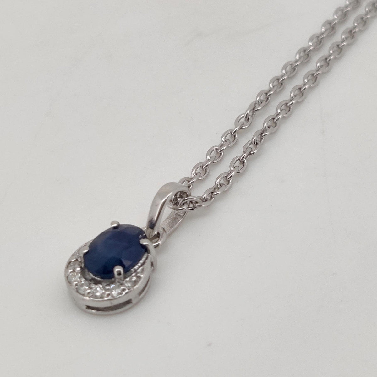 Oval Sapphire Handmade Pendant, Sterling Silver Blue Stone Jewelry, September Birthstone, Wedding gift