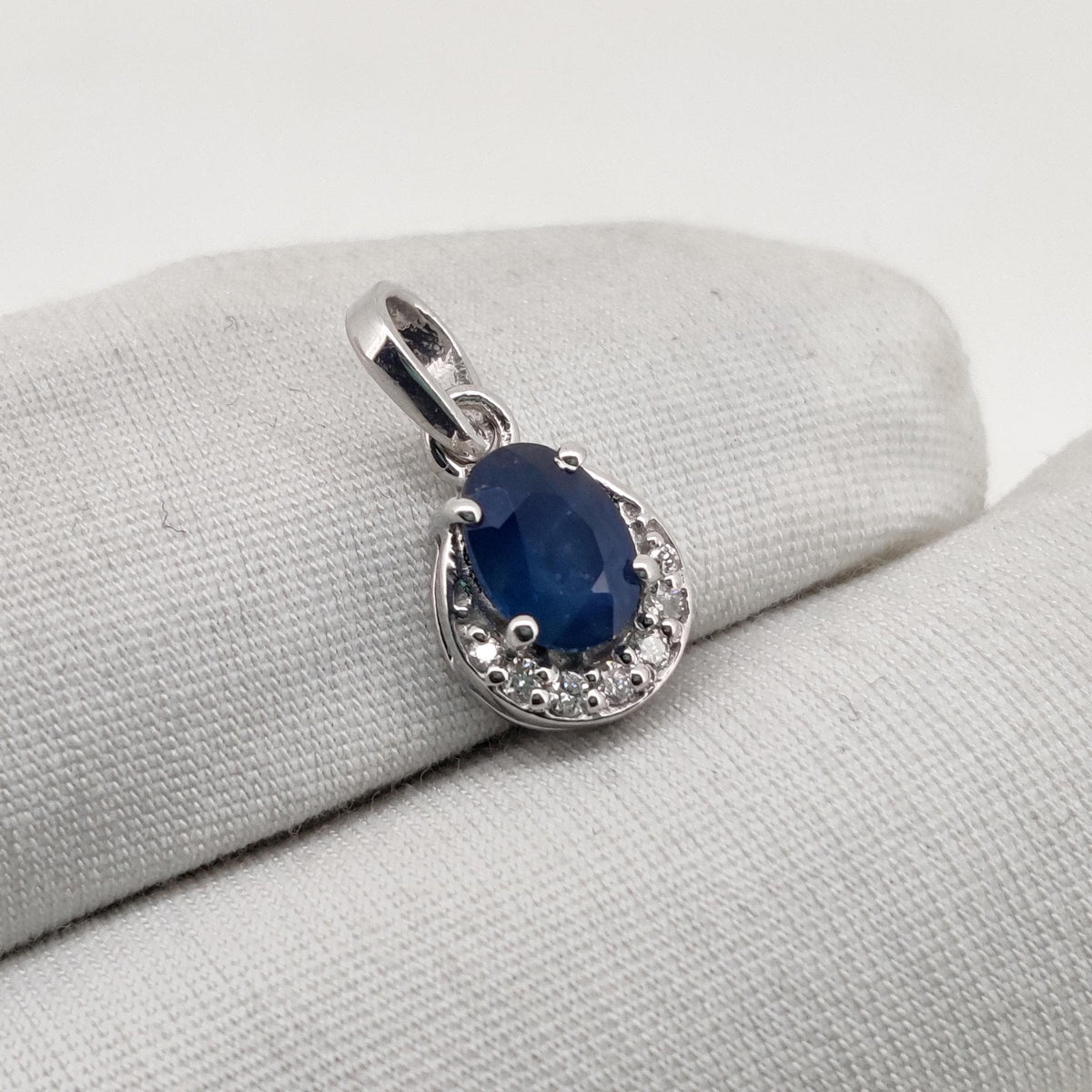 Oval Sapphire Handmade Pendant, Sterling Silver Blue Stone Jewelry, September Birthstone, Wedding gift