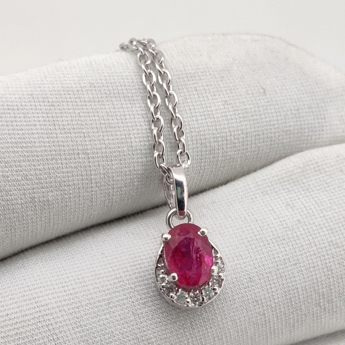 Oval Ruby Handmade Pendant, Sterling Silver Red Ruby Jewelry, July Birthstone, Wedding gift