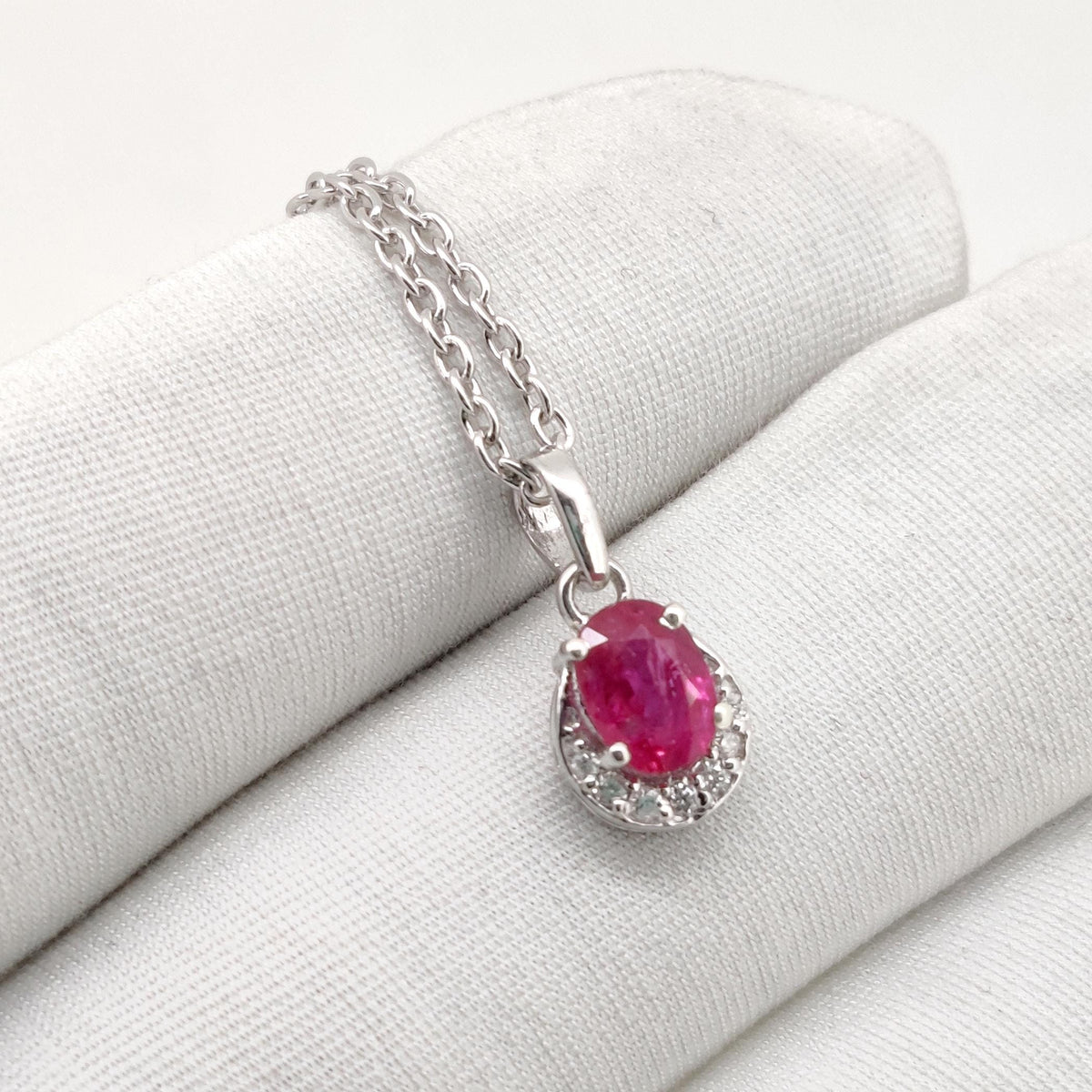 Oval Ruby Handmade Pendant, Sterling Silver Red Ruby Jewelry, July Birthstone, Wedding gift