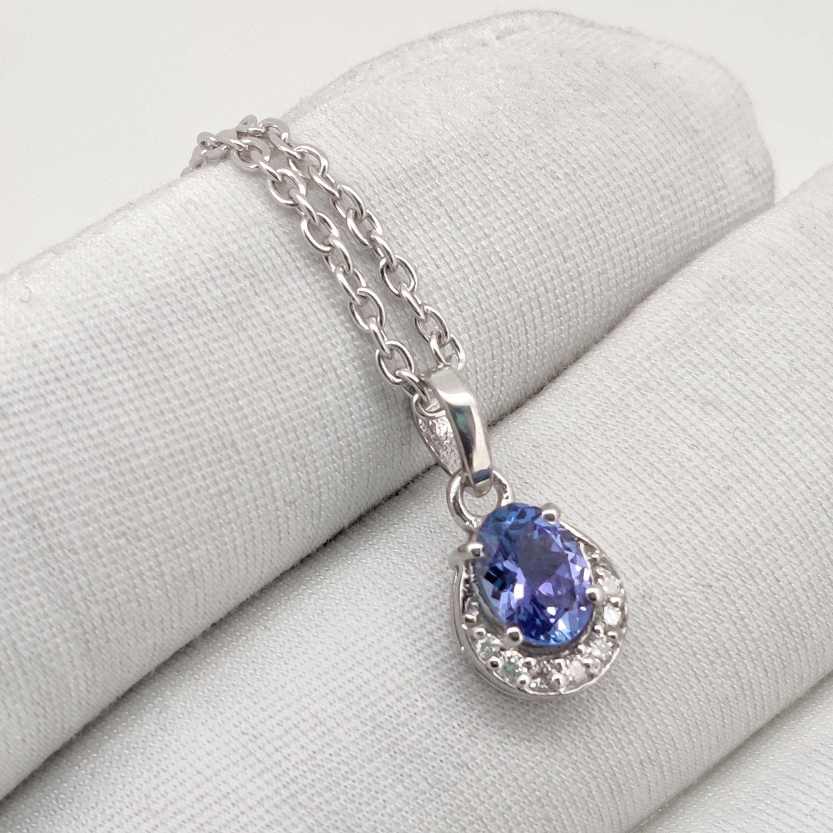 Oval Tanzanite Handmade Pendant, Sterling Silver Blue Stone Jewelry, December Birthstone, Wedding gift
