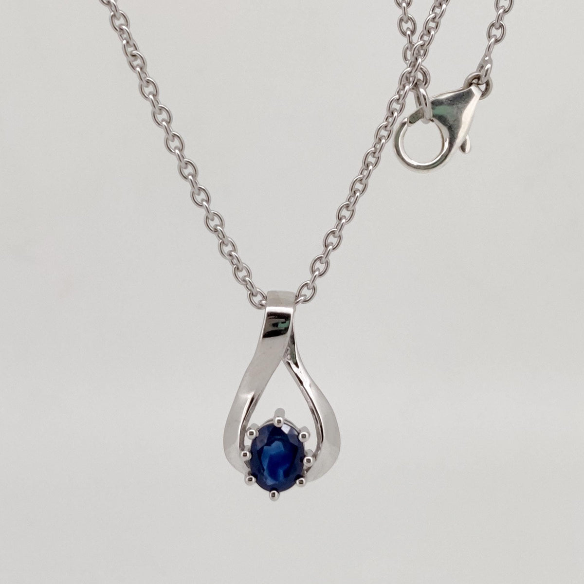 Blue Sapphire Oval Cut Pendant, Sterling Silver September Birthstone Jewelry, Anniversary Gift