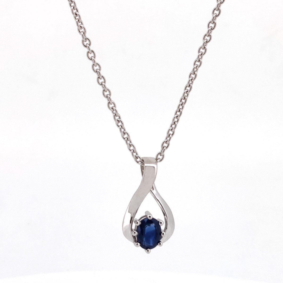 Blue Sapphire Oval Cut Pendant, Sterling Silver September Birthstone Jewelry, Anniversary Gift